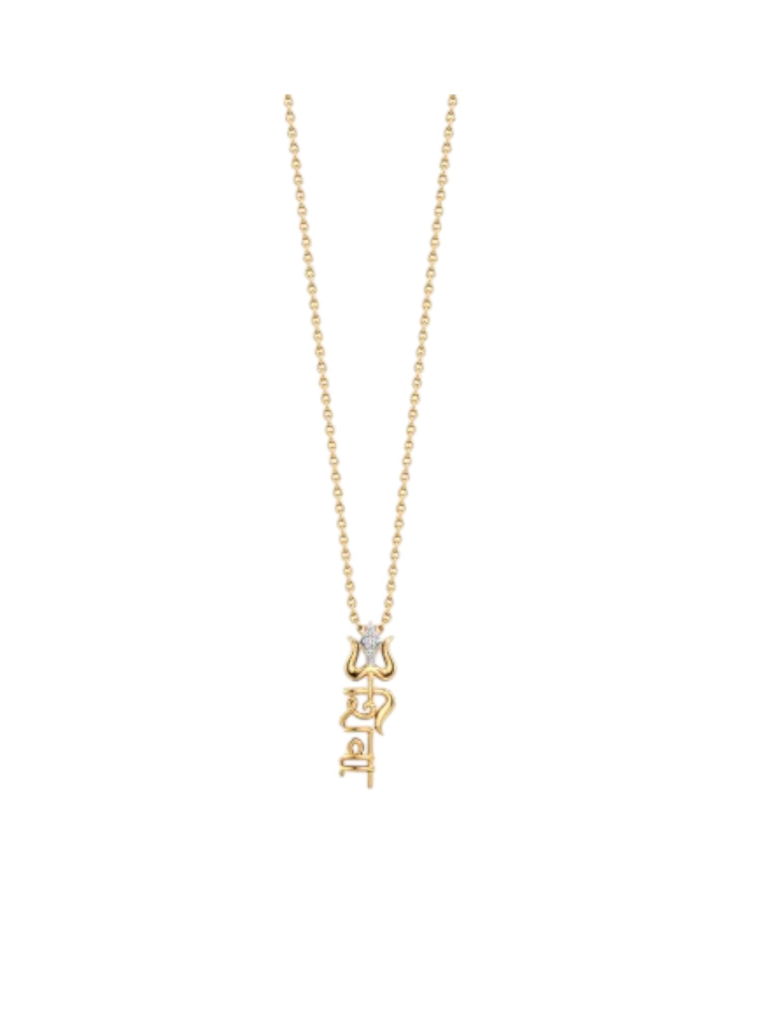 Trendy Trishul Design 925 Sterling Silver CZ Stone Gold Plated Pendant With Chain For Women By Kesardeep